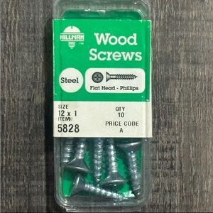 💞 New Hillman 10-Count Pack 12x1 Steel Wood Screws
